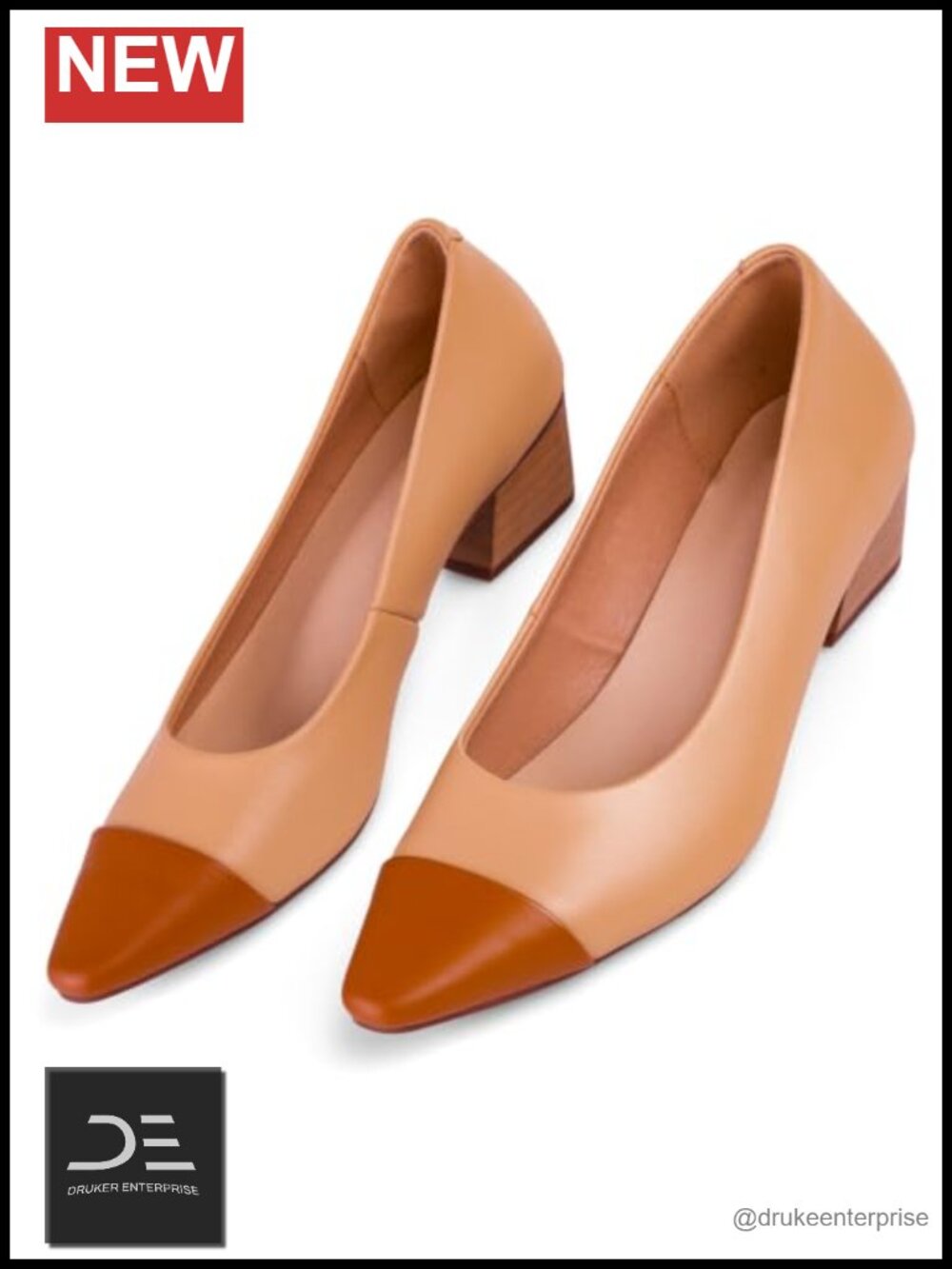 Genuine Leather Low Block Heel Pump Slip-On Classic Dress Shoe Office Wedding